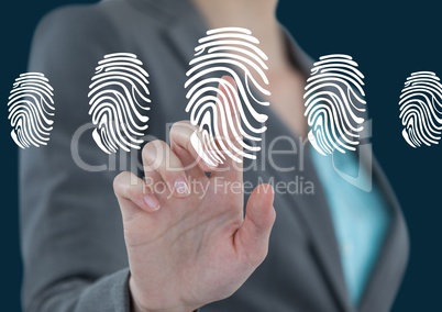 business woman with fingerprints scans