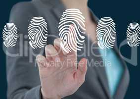 business woman with fingerprints scans
