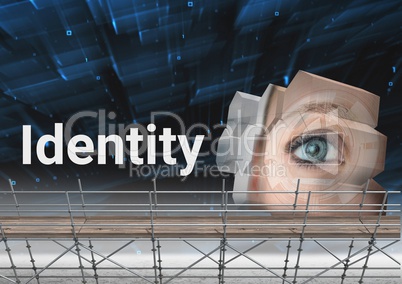 Identity Text with 3D Scaffolding and eye structure