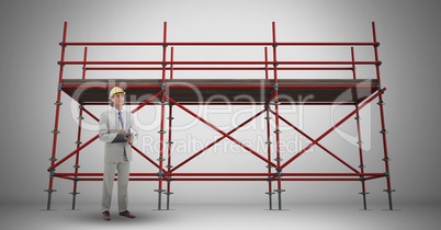 Composite image of man at work