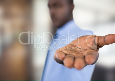 Composite image of smiling businessman standing