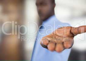 Composite image of smiling businessman standing