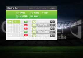 Betting App Interface stadium