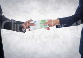 Business money exchange against white grunge background