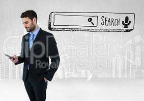 Search Bar with businessman on phone