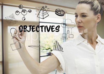 Objectives graphic draw by a business woman in her office