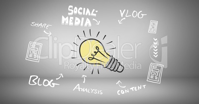 Colourful lightbulb with social media blog Business graphics drawings