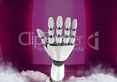 Android Robot hand open with pink background