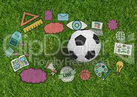 Composite image of soccer items