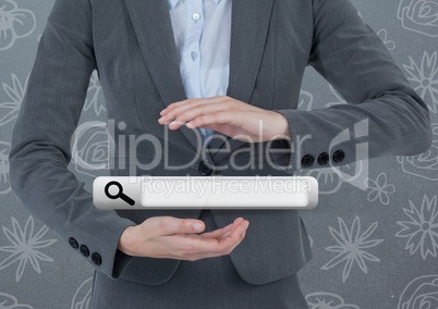 Hands holding Search Bar with pattern background