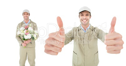 Composite image of man with flowers