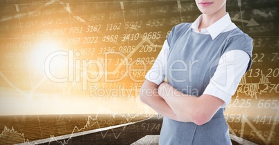 Composite image of woman against digital background