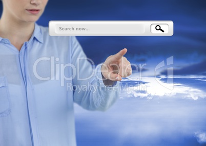 Search Bar with woman pointing