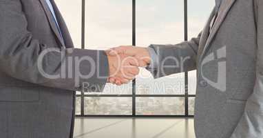 Midsection of business professionals shaking hands