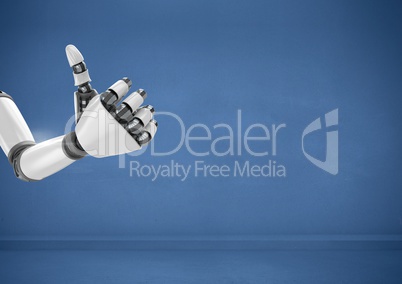 Android Robot hand thumbs up with blue background