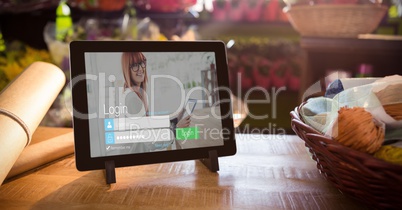 Close-up of digital tablet with login screen