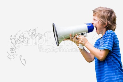 Little boy screaming in megaphone