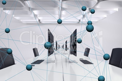 Digital composite image of tech graphic in office