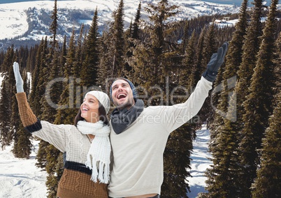 mountain travel,couple in the snow