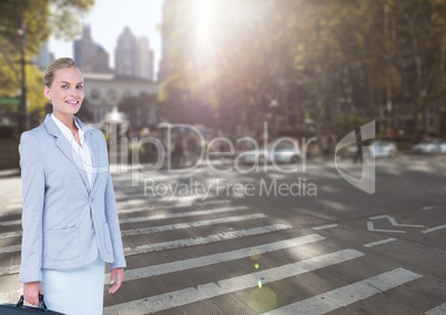 Bussines woman with briefcase in the street