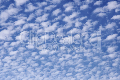 Blue sky and white fluffy clouds.