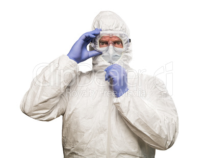 Man With Intense Expression Wearing HAZMAT Protective Clothing I