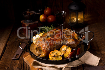 Duck on old Polish roasted with thyme and Apple