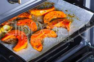 Pumpkin roasted in the oven