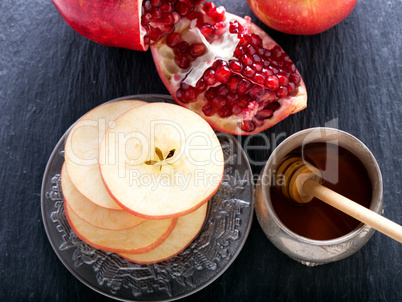 Apples, pomegranate and honey for Rosh Hashanah