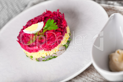 Salad with beet and herring