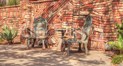 Bronze chairs at Browns Park in Laguna Beach