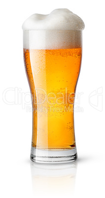 Light beer in sweaty glass
