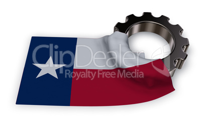 gear wheel and flag of texas - 3d rendering