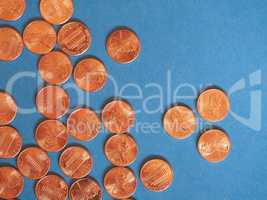 One Cent Dollar coins, United States over blue