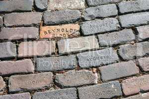 Pavement of brics in old town center Tampa city, at Centro Ybor