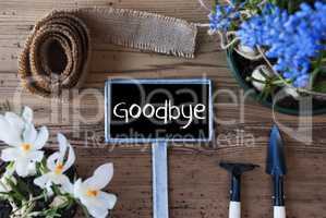 Spring Flowers, Sign, Text Goodbye