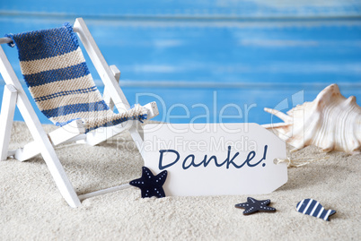 Summer Label With Deck Chair, Danke Menas Thank You