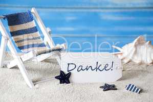 Summer Label With Deck Chair, Danke Menas Thank You