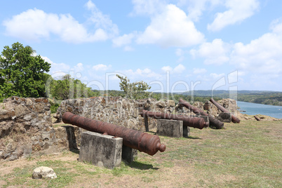 PANAMA, APR 14: San Lorenzo fort Spanish ruins. Environmental fa