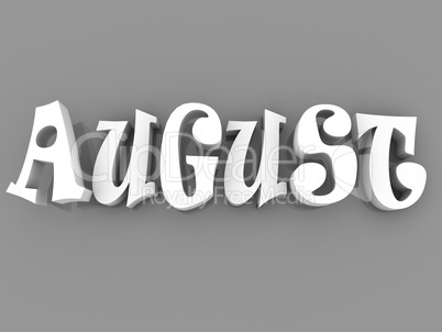 August sign with colour black and white. 3d paper illustration.