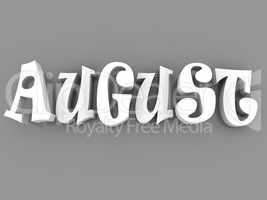 August sign with colour black and white. 3d paper illustration.