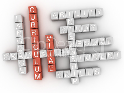 3d Curriculum Vitae Concept word cloud