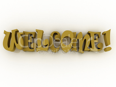3d Welcome sign with colour. Welcome poster illustration.