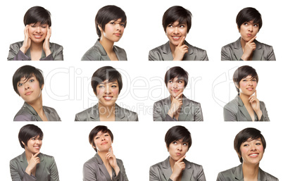 Set of Attractive Mixed Race Young Adult Female with a Variety o