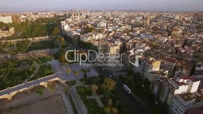 Valencia aerial view with Serranos Towers, Spain