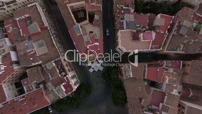 Flying over Serranos Towers in Valencia, Spain