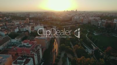 Valencia at sunset, aerial view