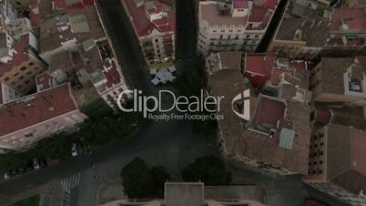 Serranos Towers and Valencia cityscape, aerial shot