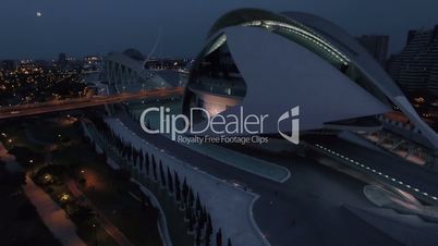 Night aerial cityscape of Valencia