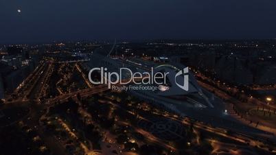 City of Arts and Sciences. Valencia night aerial view